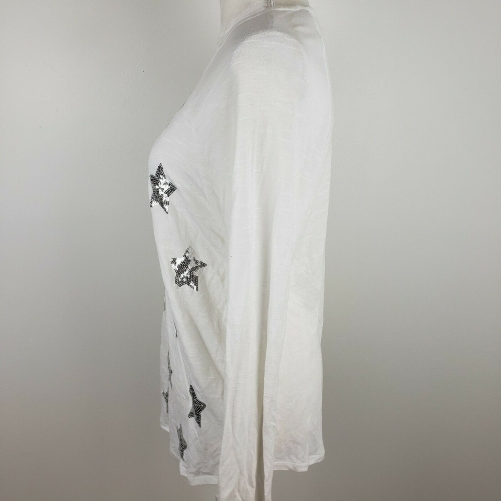 INC White Long Sleeve Top with Sequin Stars - Picture 3 of 7